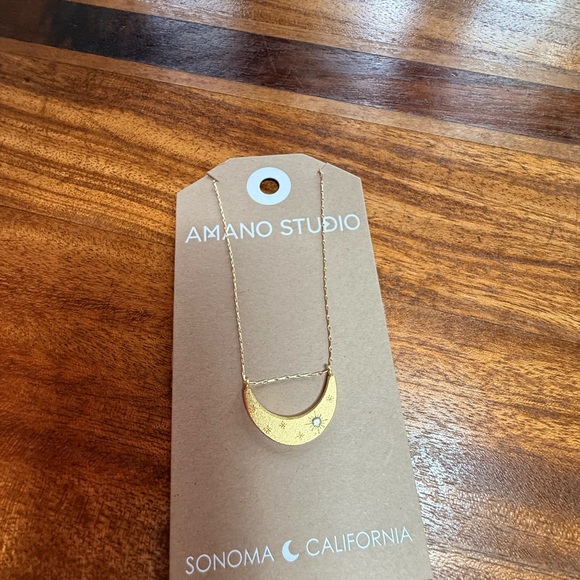 Amano Studio Gold Crescent Sun Necklace